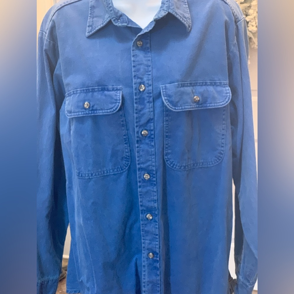Handsome, versatile Stanley Blacker Denim button up shirt with a pen pocket! S-L